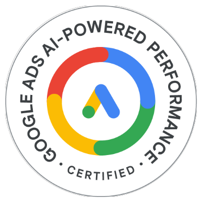 Performance com IA Selo de certificação do Google — Performance com IA